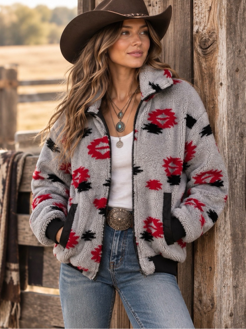 Aztec Vintage Sherpa Puffer Jacket
